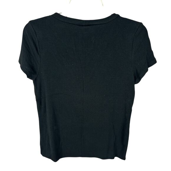 LNA Evereve Harrison Black Double Layer Crew Neck Short Sleeve Tee L - Picture 5 of 8